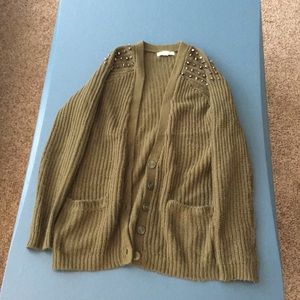 Green thick studded cardigan